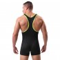 Men's sexy underwear Translucent  stretch tight leotard wrestling singlet Black #F2001