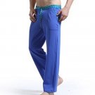 Men's cotton blend drawstrings cotton joggers sweatpants loungewear causal pants Blue #1017