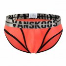 Vanskoos 2PK men's sexy underwear Pouch separator ice silky briefs Orange #VS007SJ