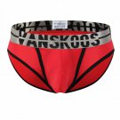 Vanskoos 2PK men's sexy underwear ice silky Pouch separator briefs Red #VS007SJ
