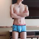 Men's sexy Cotton underwear mesh pouch Boxer briefs underpants Blue #1046PJ