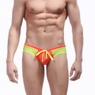 Wangjiang 2PK Men's mesh patchwork beach board swimsuit swimwear swimming briefs Orange #1014SJ