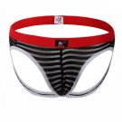 Men's sexy underpants Gay mesh gauze stripes transparent see through cut-out briefs Black #4006SD