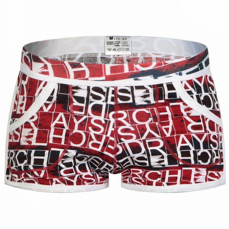 Mens Sexy Cotton Underwear Letters Graphic Printed Boxers Underpants Red 1033dk 1695
