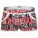 Men's sexy cotton underwear letters graphic printed Boxers underpants Red #1033DK