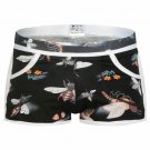 Men's sexy cotton underwear honeybee graphic printed Boxers underpants Black #1033DK
