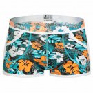 Men's sexy cotton underwear floral graphic printed Boxers underpants Blue #1033DK