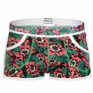 Men's sexy cotton underwear floral graphic printed Boxers underpants Green #1033DK