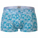 Men's sexy underwear lingerie Ice silk Plaid graphic printed pouch boxer briefs underpants #5009PJ