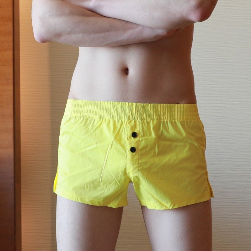 Men's sexy fashion underwear lingerie 100% cotton pouch boxers underpants Yellow #4023JJK