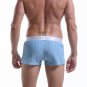 Men's sexy underwear 100% cotton plaid pouch boxer shorts Blue #1044JJK