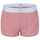 Men's sexy underwear 100% cotton plaid pouch boxer shorts Red #1044JJK