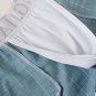 Men's sexy underwear 100% cotton plaid pouch boxer shorts Blue/White #1044JJK