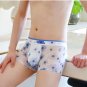 2PK Men's sexy underwear lingerie sheer mesh gauze floral pouch boxer briefs underpants Blue #3061PJ