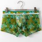 2PK Men's sexy underwear lingerie sheer mesh gauze floral pouch boxers underpants Dark Green #3061PJ