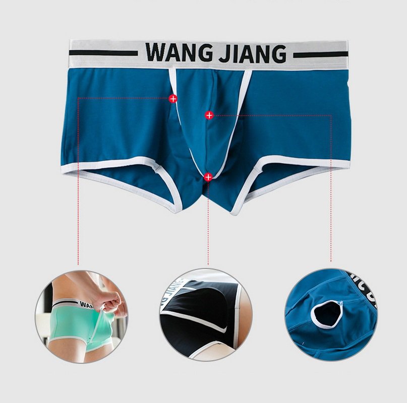 Mens Sexy Underwear Lingerie Cotton Blend Pouch Separator Boxer Briefs Underpants Black 5020dpj 7134