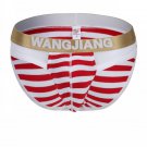 Clearance Sale 2PK Men's underwear cotton mesh striped pouch briefs underpants Red #4013SJ