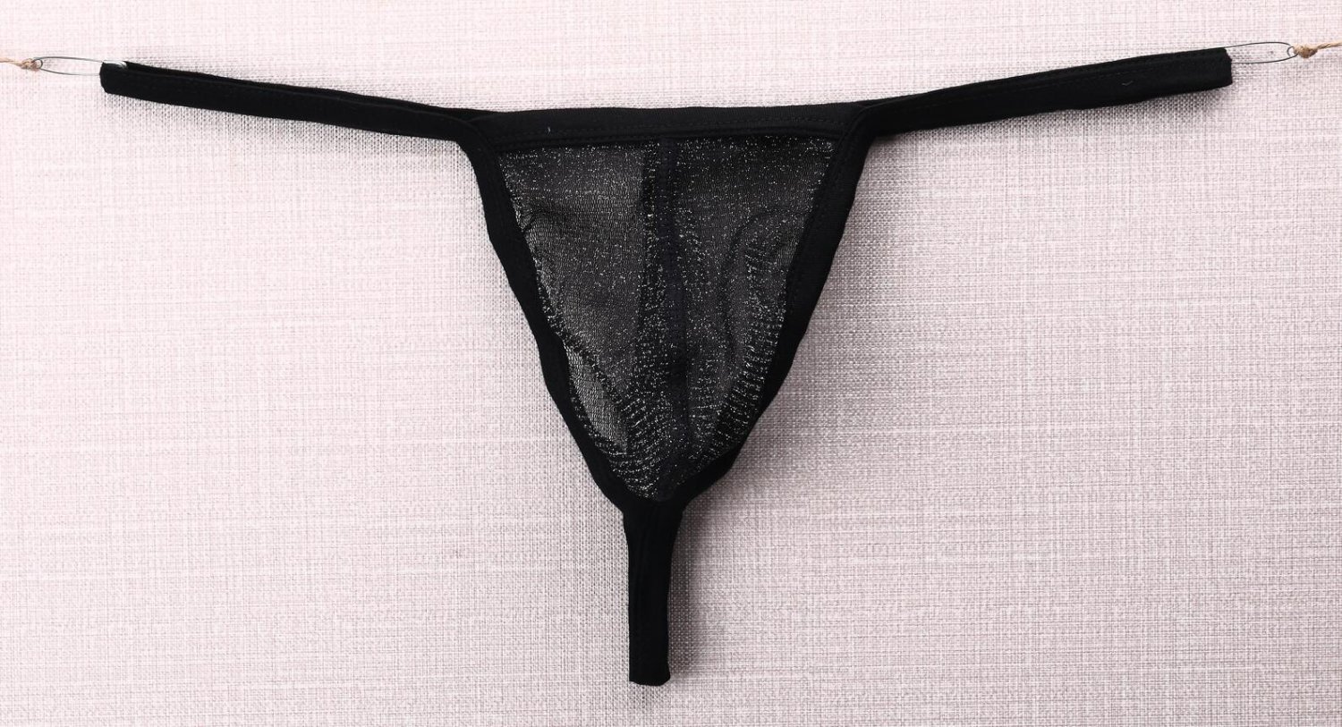 3pcs Sexy Men's underwear shiny mesh gauze thongs t-string g-string Black #E080