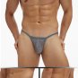 3pcs Sexy Men's underwear shiny mesh gauze thongs t-string g-string Gray #E080