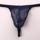 3pcs Sexy Men's underwear shiny mesh gauze thongs t-string g-string Navy #E080