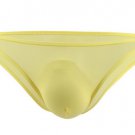3PK Sexy Men's underwear lingerie ice silk low rise bikini briefs underpants Yellow #E045