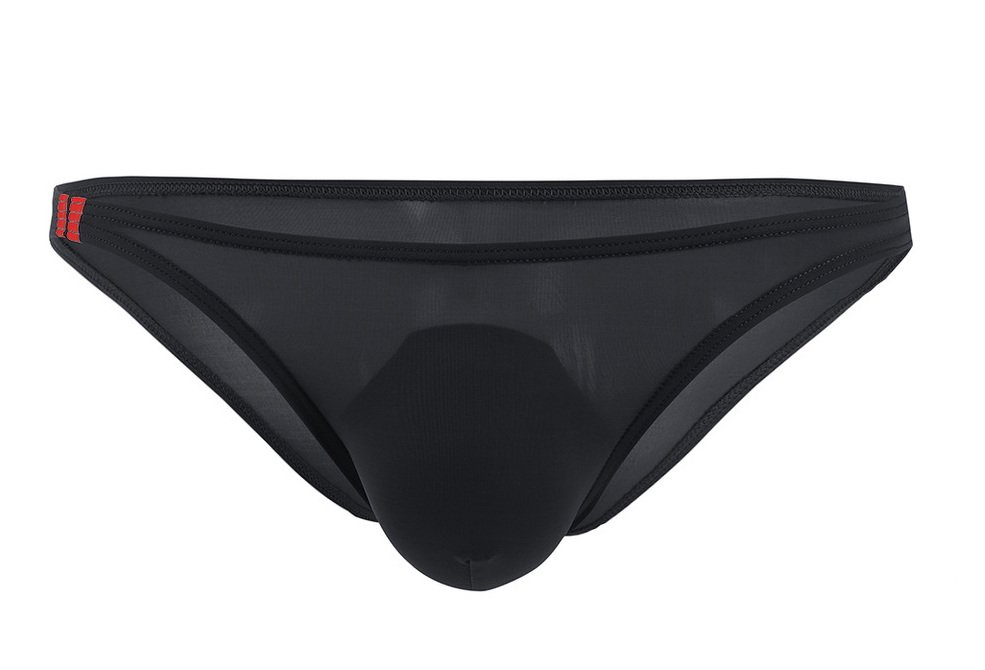 3PK Sexy Men's underwear lingerie ice silk low rise bikini briefs underpants Black #E045