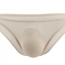 3PK Sexy Men's underwear lingerie ice silk low rise bikini briefs underpants Beige #E045