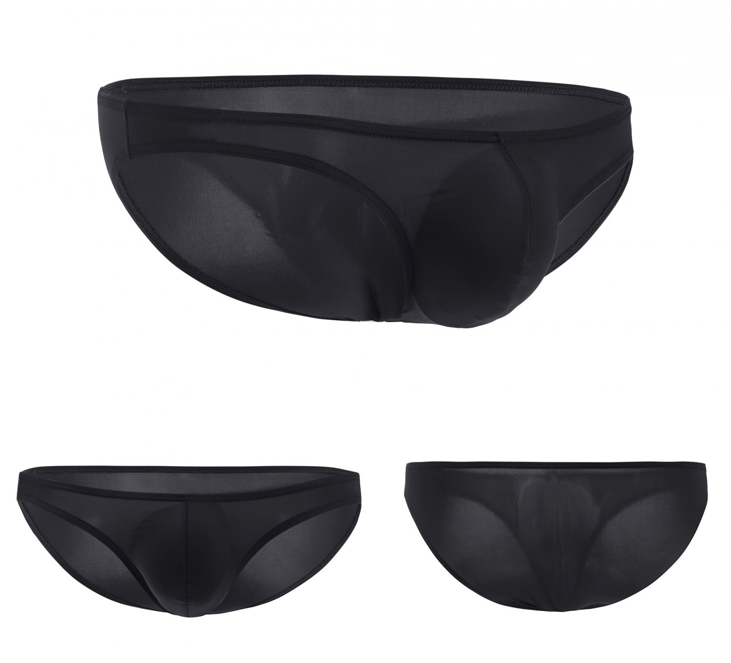 3PK Sexy Men's underwear lingerie ice silk low rise pouch briefs ...