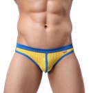 2PK Men's sexy briefs mesh perforated holes underwear underpants Yellow #BR1139