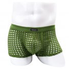 Sexy Men's underwear fishnet mesh boxer briefs underpants Green #03PJ