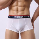 3PK Men's sexy underwear sheer underpants ice silk nylon boxer briefs White #012PJ