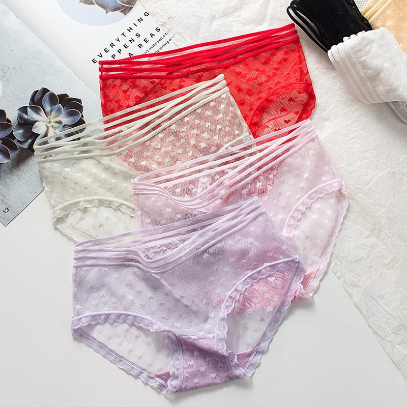 Mixed 12PK Women's panties female underwear mesh gauze Jacquard mid-rise sheer Underpants #H130