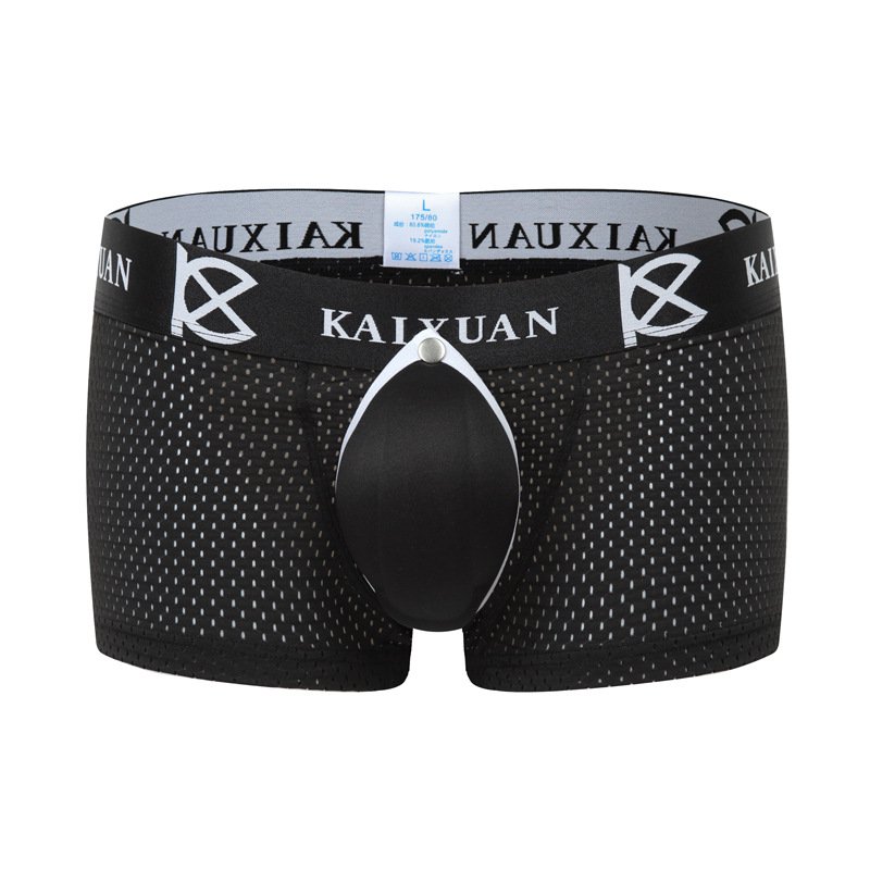 Black 3PK Sexy men's underwear mesh perfortaed pouch quick-dry boxer briefs underpants KX010PJ