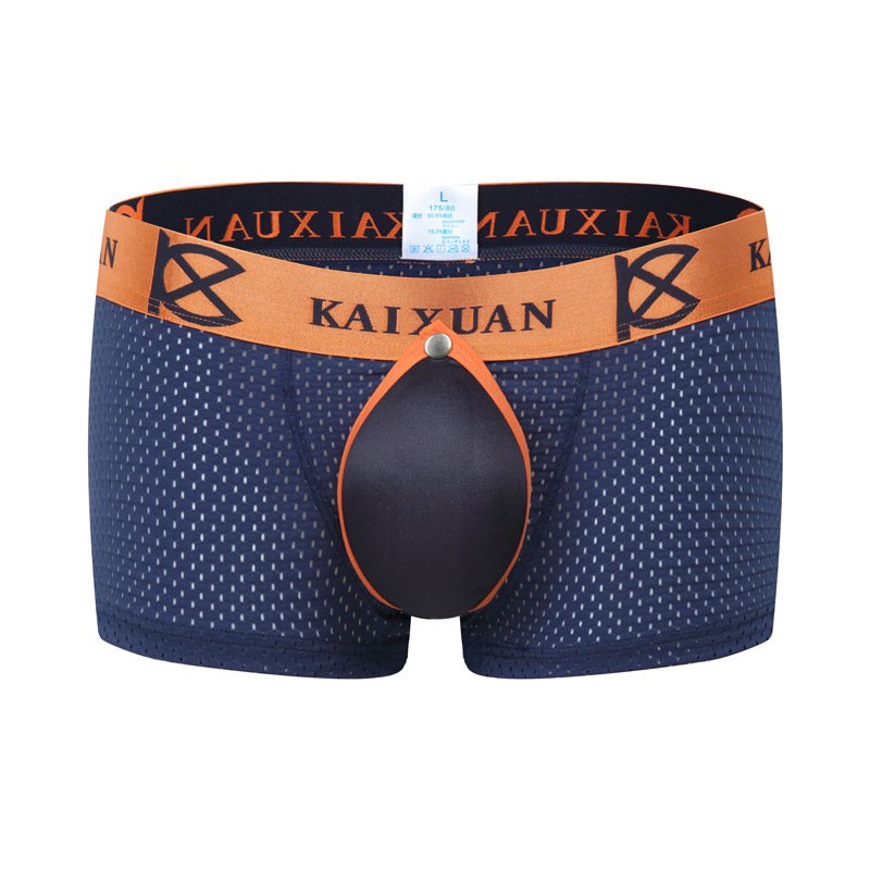 3PK Navy Sexy men's underwear mesh perfortaed pouch quick-dry boxer briefs underpants KX010PJ