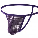 Purple 10-pack Gay Men's sexy lingerie mesh holes thong T-back Tenga underpants E108