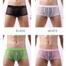 Men's sexy underwear lingerie mesh transparent perforated holes boxer briefs underpants F2105
