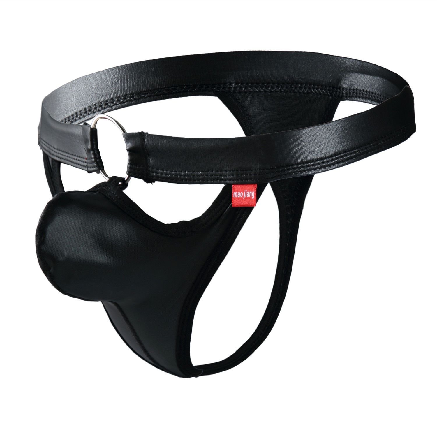 2PK Sexy Gay Mens Underwear Faux Leather Cut-out Thong Underpants Panties MJ1619