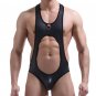 Faux Leather Gay Mens Sexy Underwear Lingerie Stretch Cut-out Bodysuit MJ1820