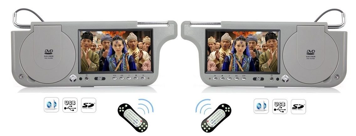 2018 GRAY PAIR DUAL DIGITAL SUNVISOR VISOR MONITORS LCD CD MP3 DVD PLAYERS