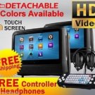 2018 DUAL 9" DIGITAL TOUCHSCREEN HEADREST DVD PLAYER MONITORS HEADPHONES & GAME