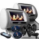 2018 GRAY DIGITAL HEADREST 9" LED DVD PLAYER SCREEN MONITORS & ZIPPER COVER