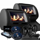 2018 BLACK DIGITAL HEADREST 9" LED DVD PLAYER SCREEN MONITORS & ZIPPER COVER