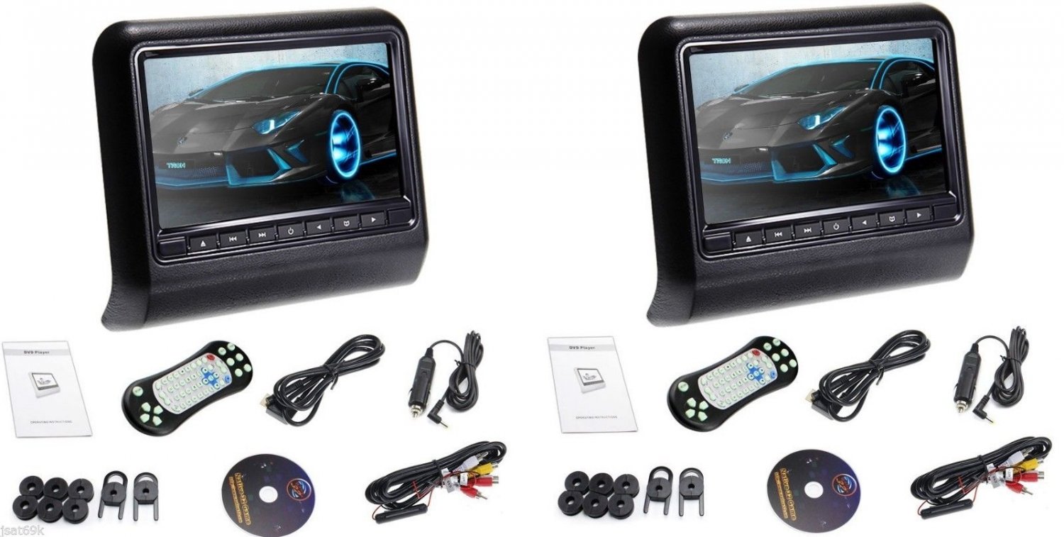 2018 DUAL DIGITAL UNIVERSAL 9" LCD SCREEN HEADREST MONITORS DVD PLAYERS