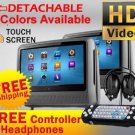 2018 GRAY DUAL 9" DIGITAL TOUCHSCREEN HEADREST LCD CAR MONITOR DVD PLAYER USB