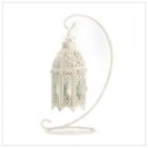 WHITE FANCY CANDLE LANTERN W/STAND