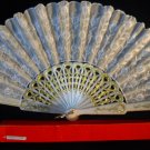 Asian White Embroidered Lace Hand Fan # 51