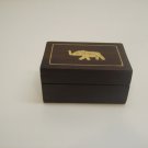 Rosewood Carved Box 2" x 3" with Brass Inlay Elephant