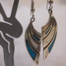 Sterling Silver Turquoise &  White stone Dangle Earrings,  nSS113