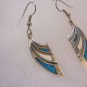 Sterling Silver Turquoise & White stone Dangle Earrings, nSS113