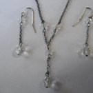 Clear Crystal Y Necklace and  Dangle Earring Set